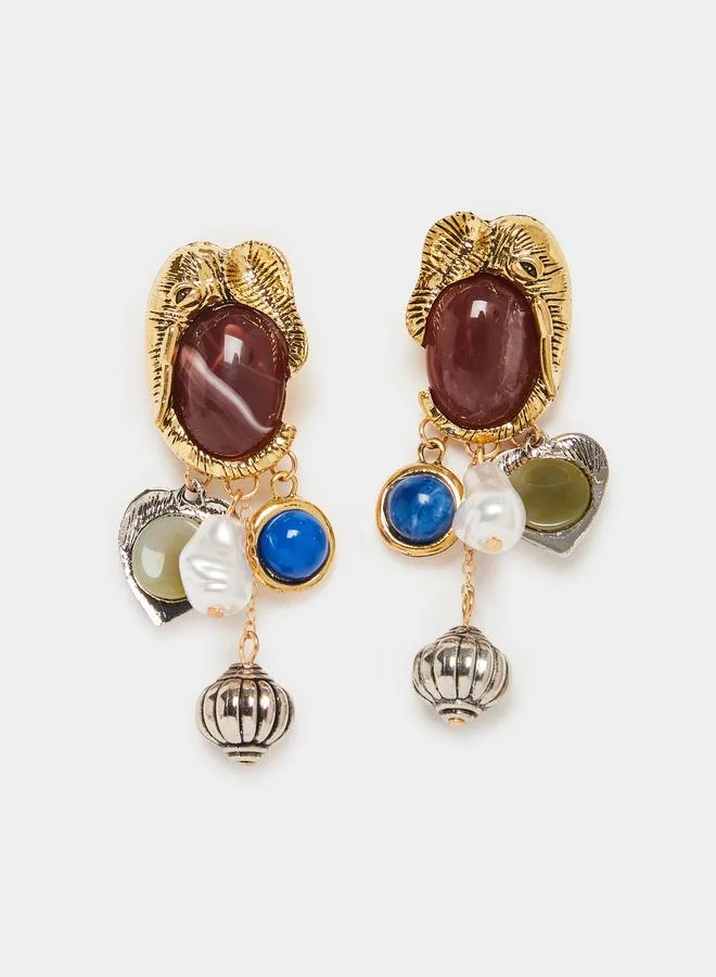 Styli Statement Dangle Earrings with Charms